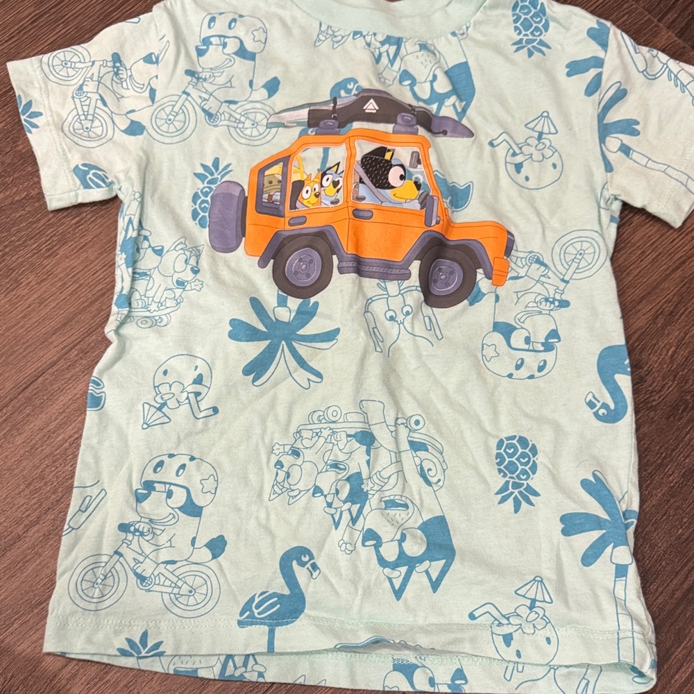 Adventure Print Kids Tee in Cream and Blue